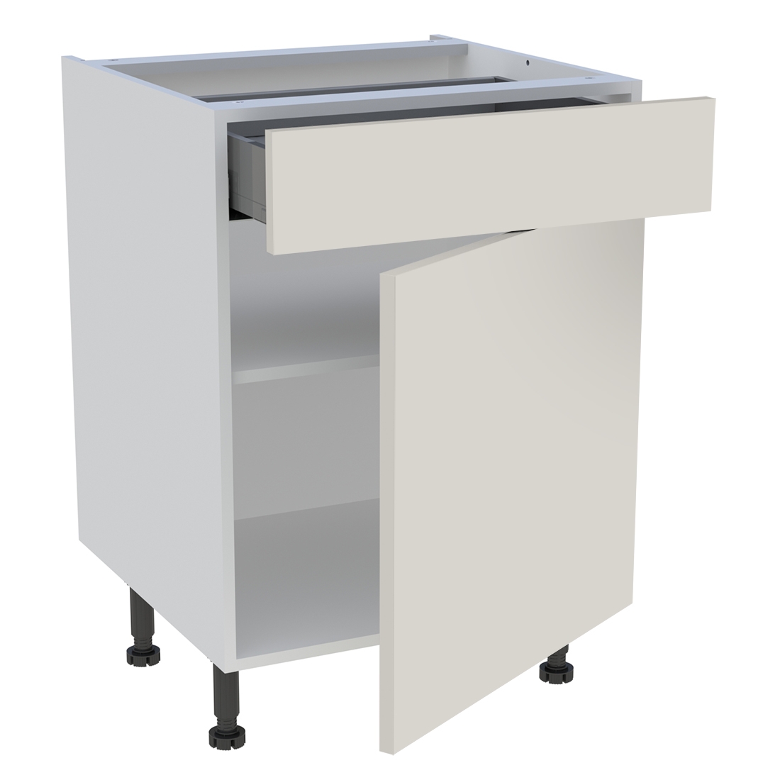 Meuble bas cuisine 1 porte, 1 tiroir H. 87 cm x L. 60 cm - Lin mat
