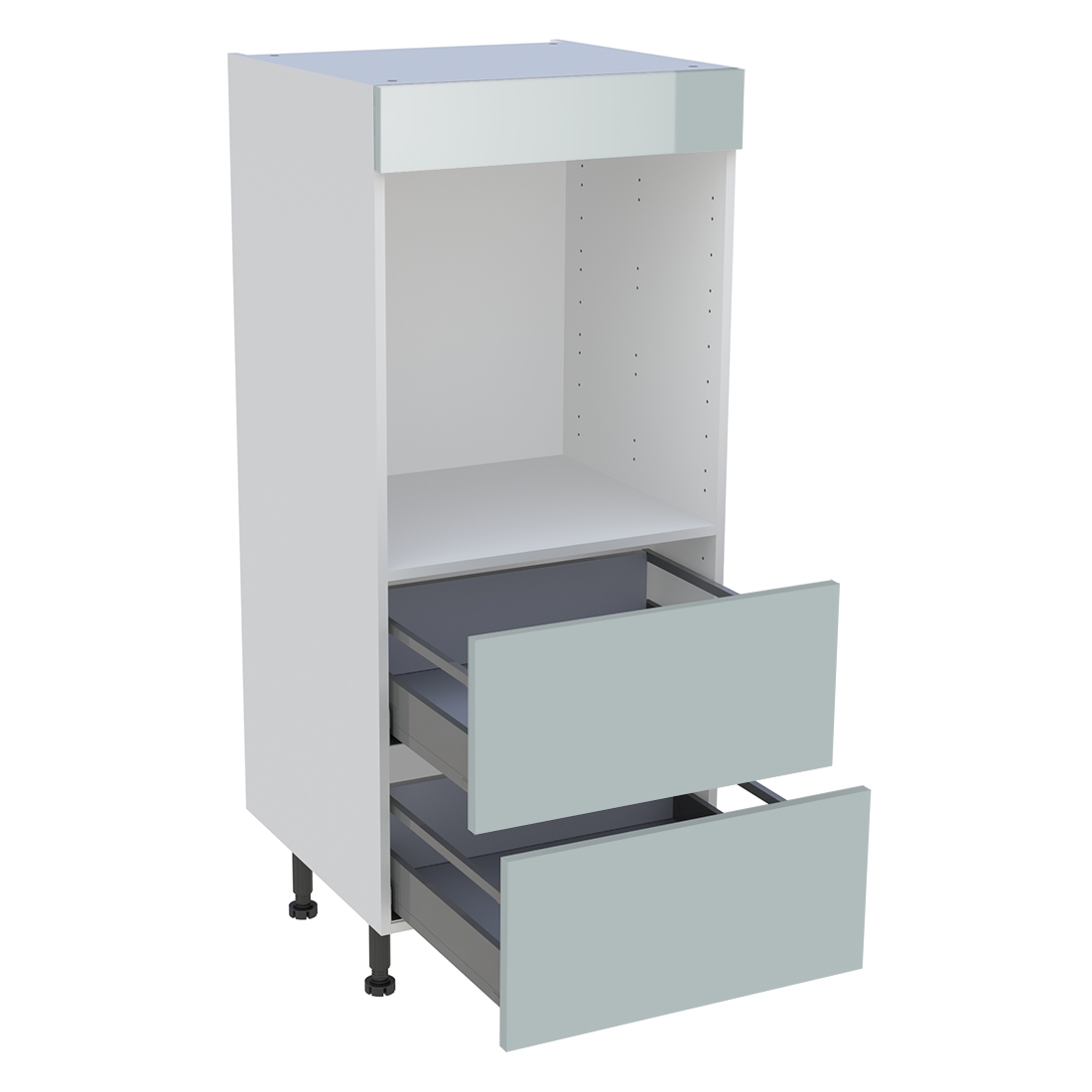 Demi colonne cuisine 2 casseroliers H. 129,6 cm x L. 60 cm - Gris cendre brillant