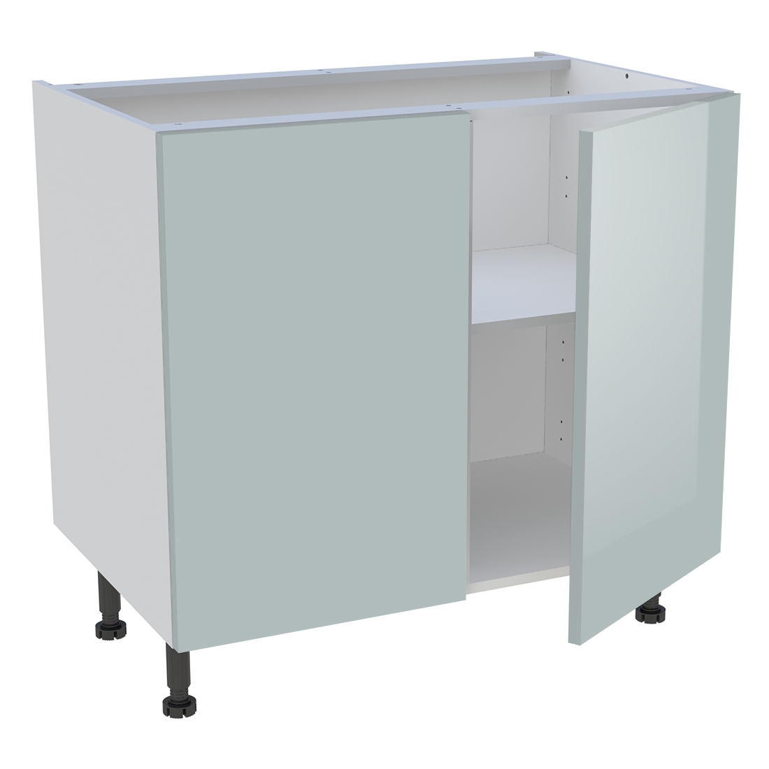 Meuble bas cuisine 2 portes H. 87 cm x L. 90 cm - Gris cendre brillant