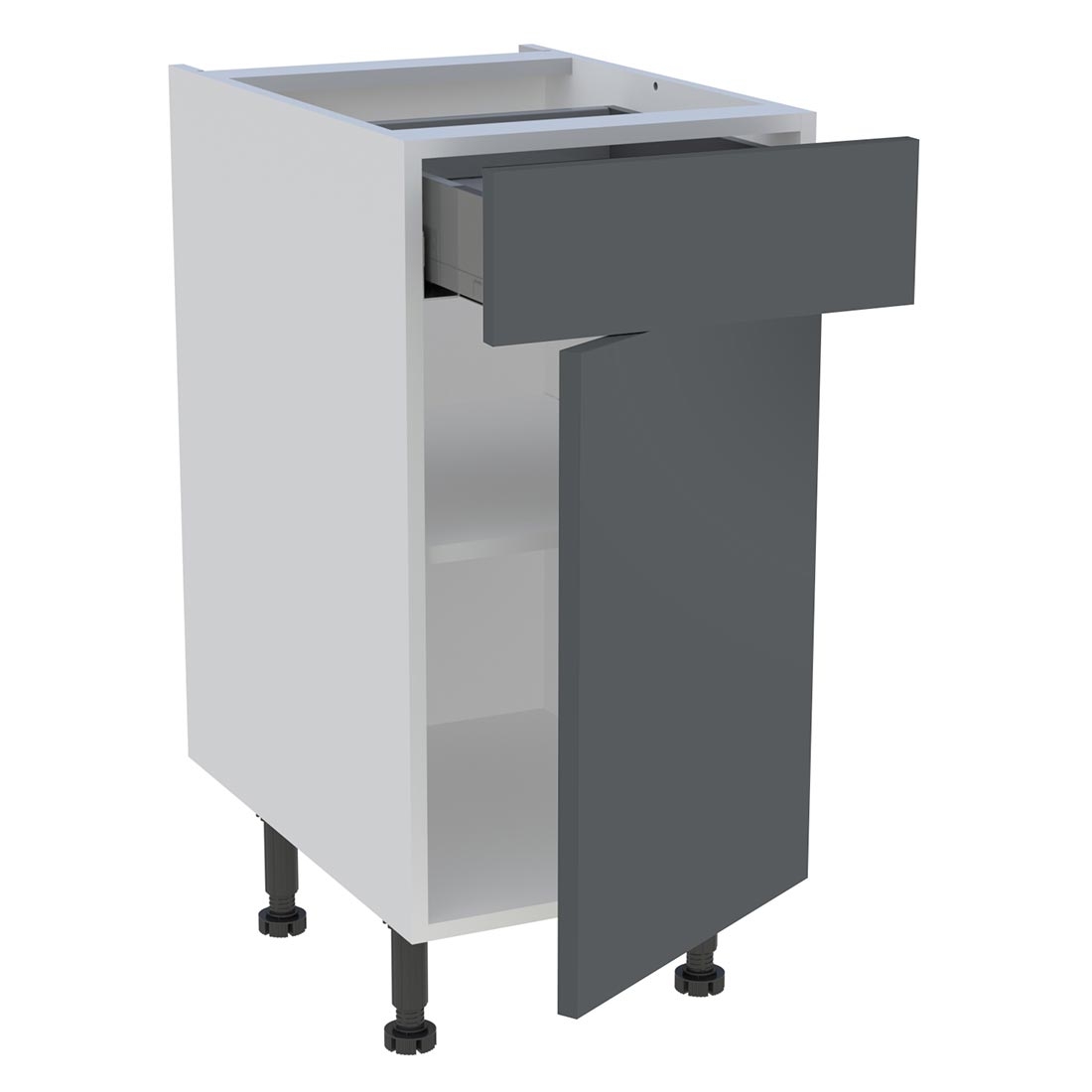 Meuble bas cuisine 1 porte, 1 tiroir H. 87 cm x L. 40 cm - Gris ardoise mat