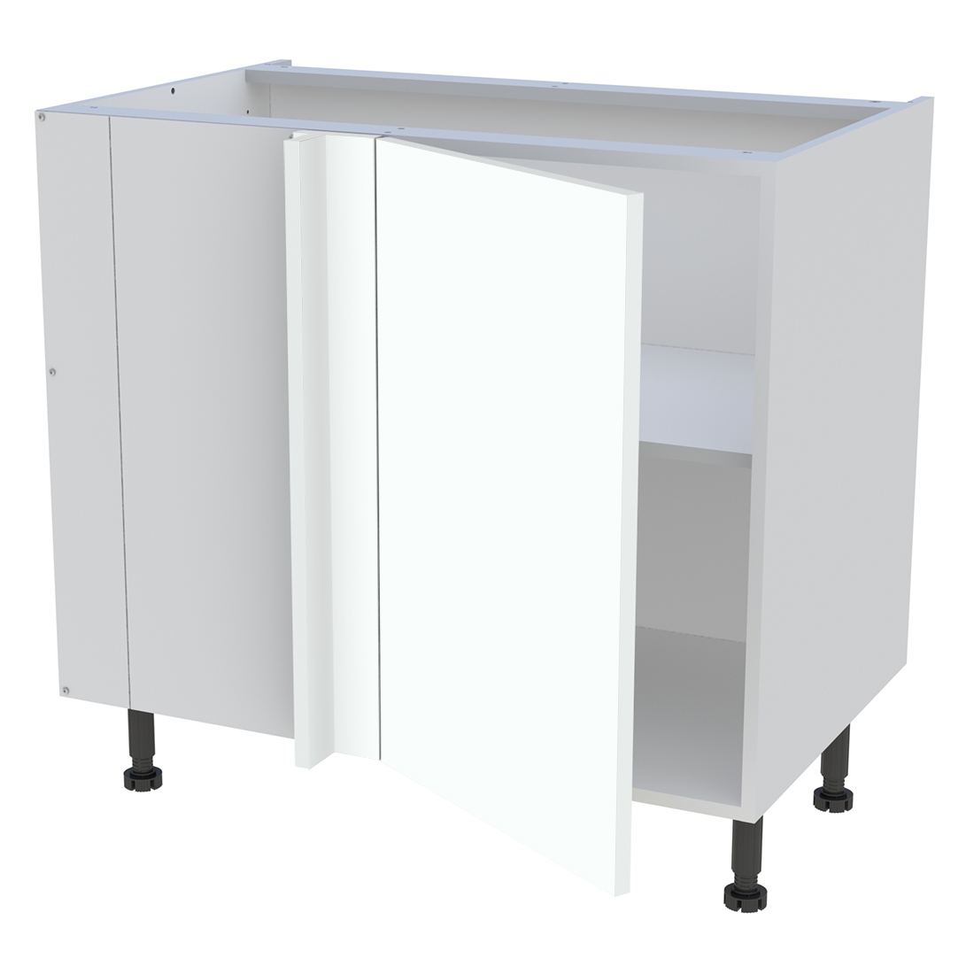 Meuble bas d'angle cuisine 1 porte H. 87 cm x L. 90 cm - Blanc chaud mat