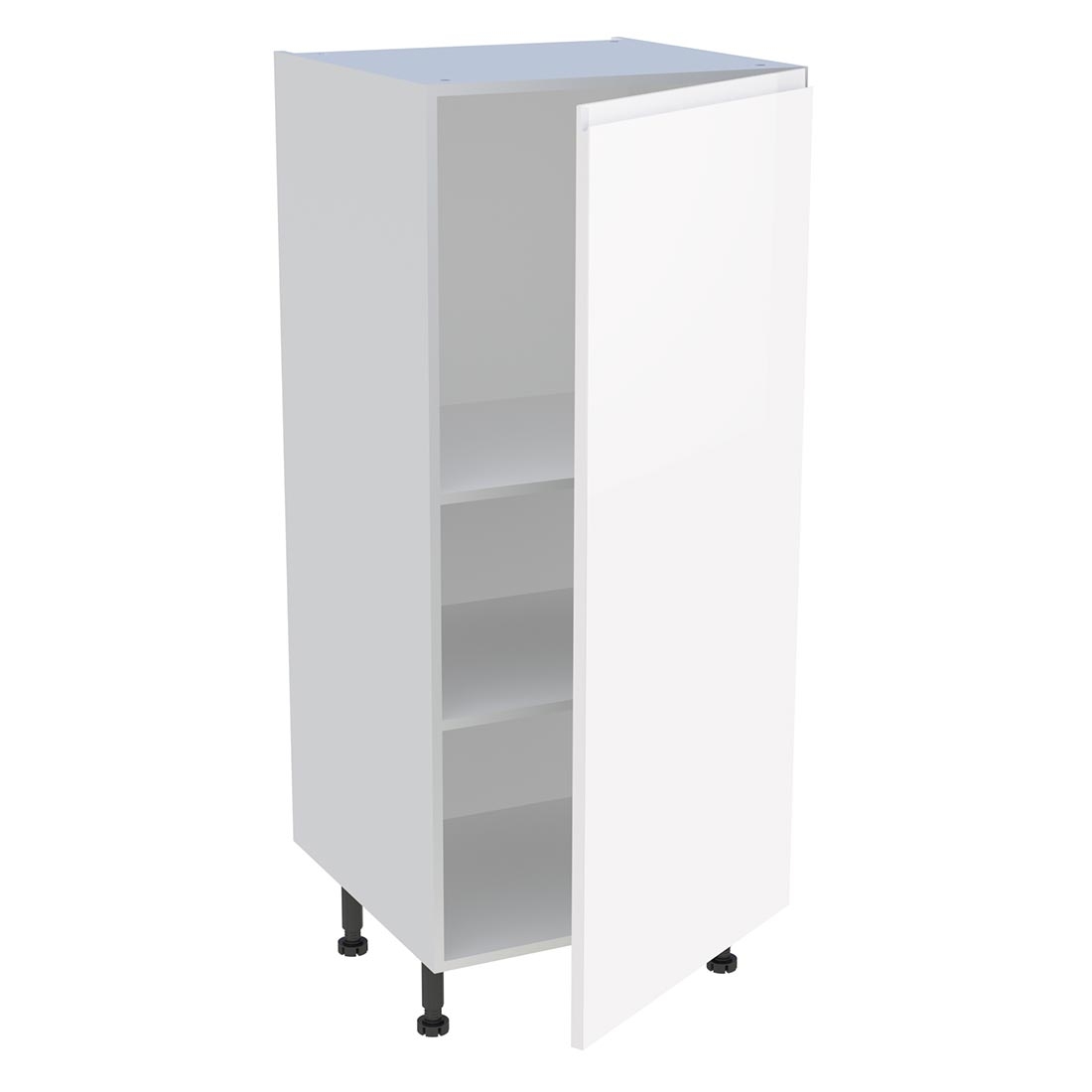 Demi colonne cuisine 1 porte H. 129,6 cm x L. 60 cm - Blanc brillant sans poignée