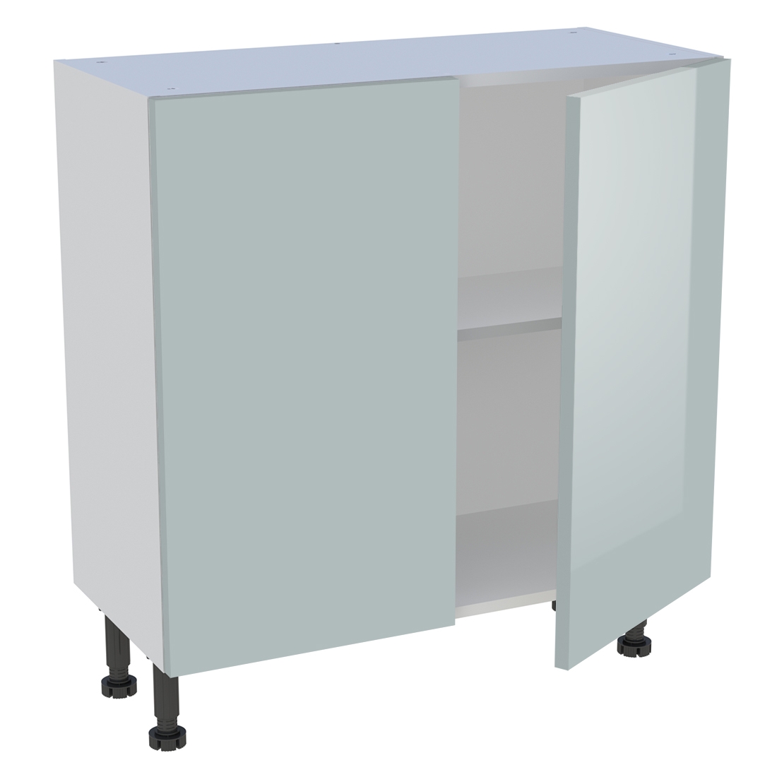 Meuble bas cuisine 2 portes H. 87 cm x L. 80 cm x P. 36,9 cm - Gris cendre brillant