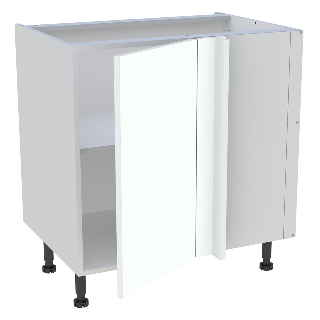 Meuble bas d'angle cuisine 1 porte H. 87 cm x L. 80 cm - Blanc chaud mat