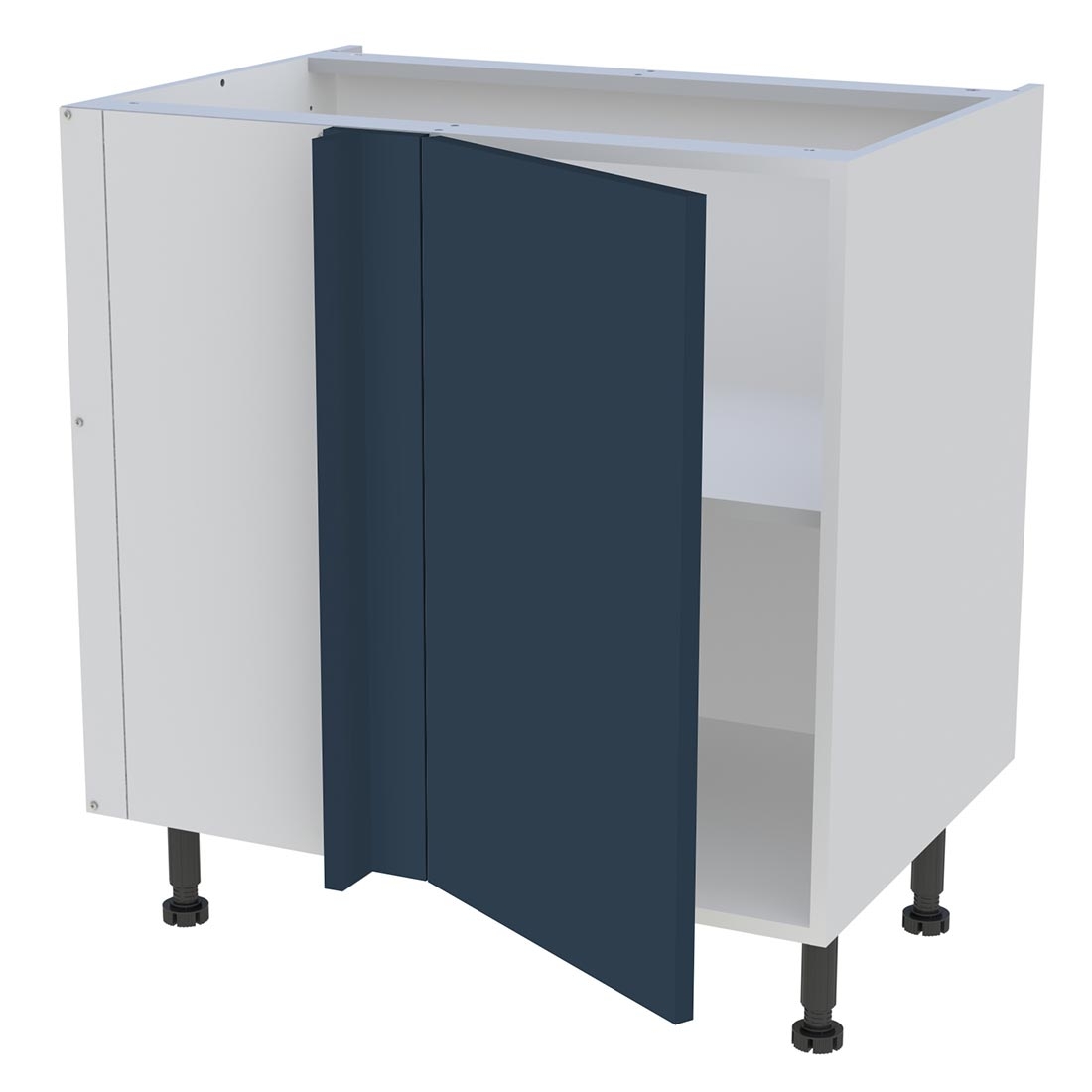 Meuble bas d'angle cuisine 1 porte H. 87 cm x L. 80 cm - Bleu nuit mat