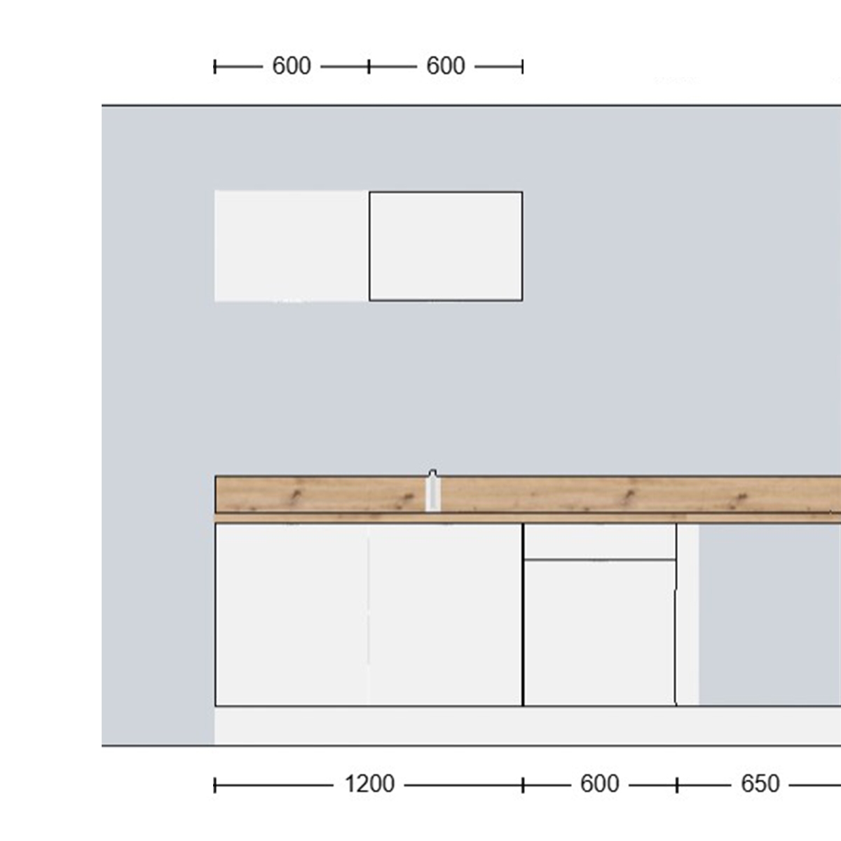 Cuisine complète en angle petits meubles hauts Bois et Vert mat 280 cm