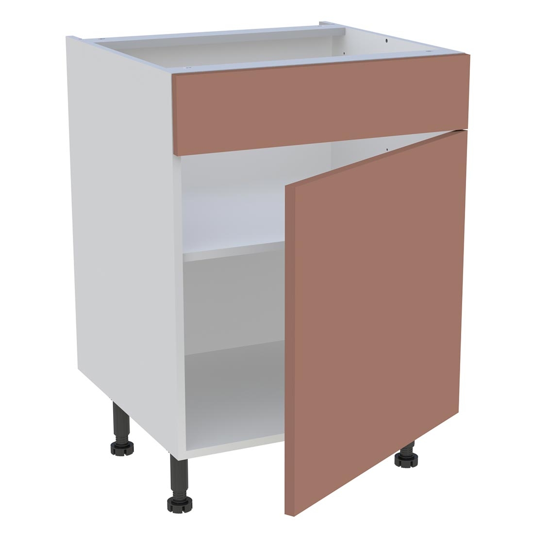 Meuble bas cuisine 1 porte, 1 faux tiroir H. 87 cm x L. 60 cm - Terracotta mat
