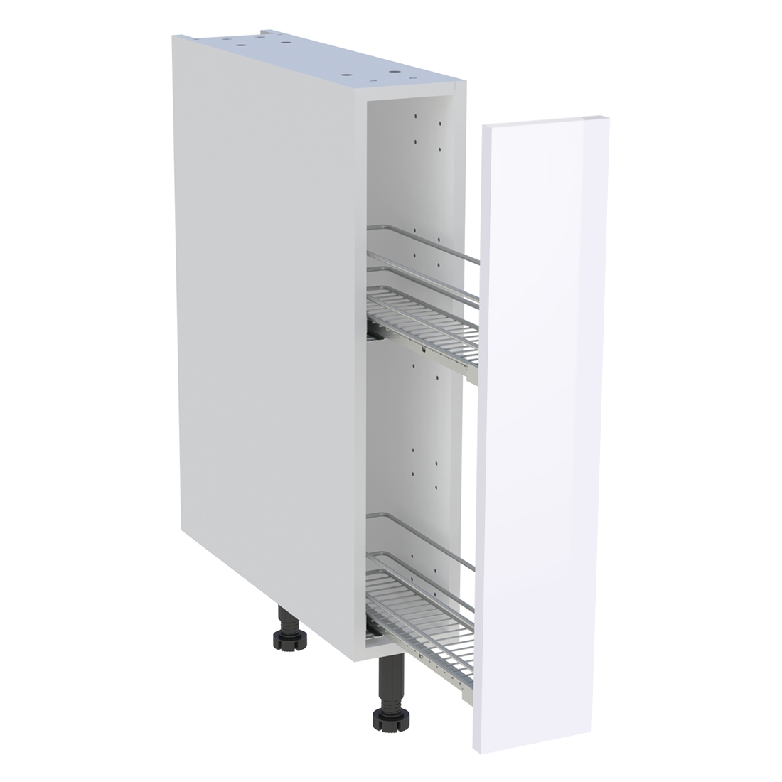 Meuble bas cuisine 1 coffre H. 87 cm x L. 15 cm - Blanc brillant