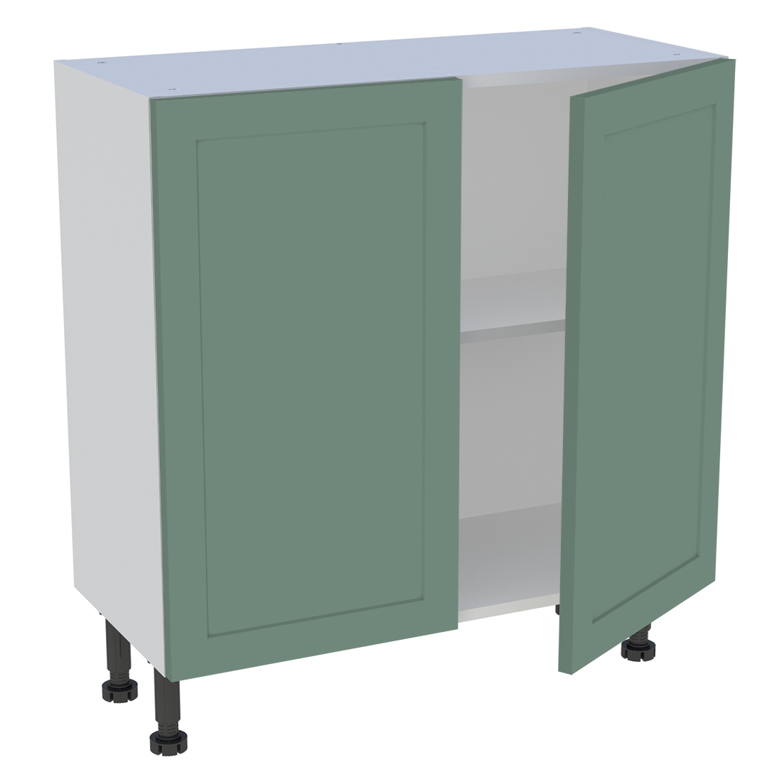 Meuble bas cuisine 2 portes H. 87 cm x L. 80 cm x P. 36,9 cm - Vert sauge cadre