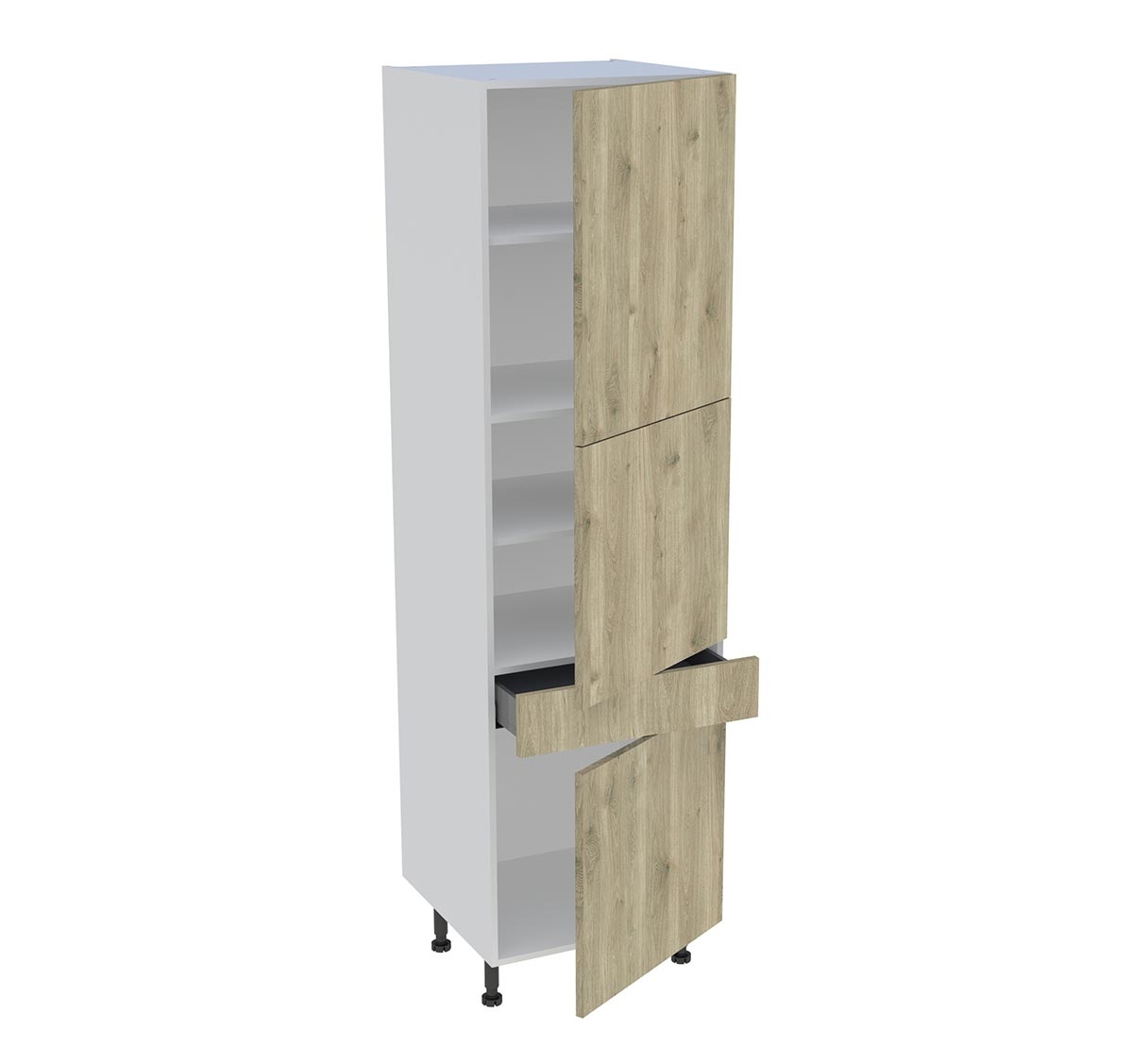 Colonne cuisine 3 portes, 1 tiroir H. 216,6 cm x L. 60 cm - Chêne doré