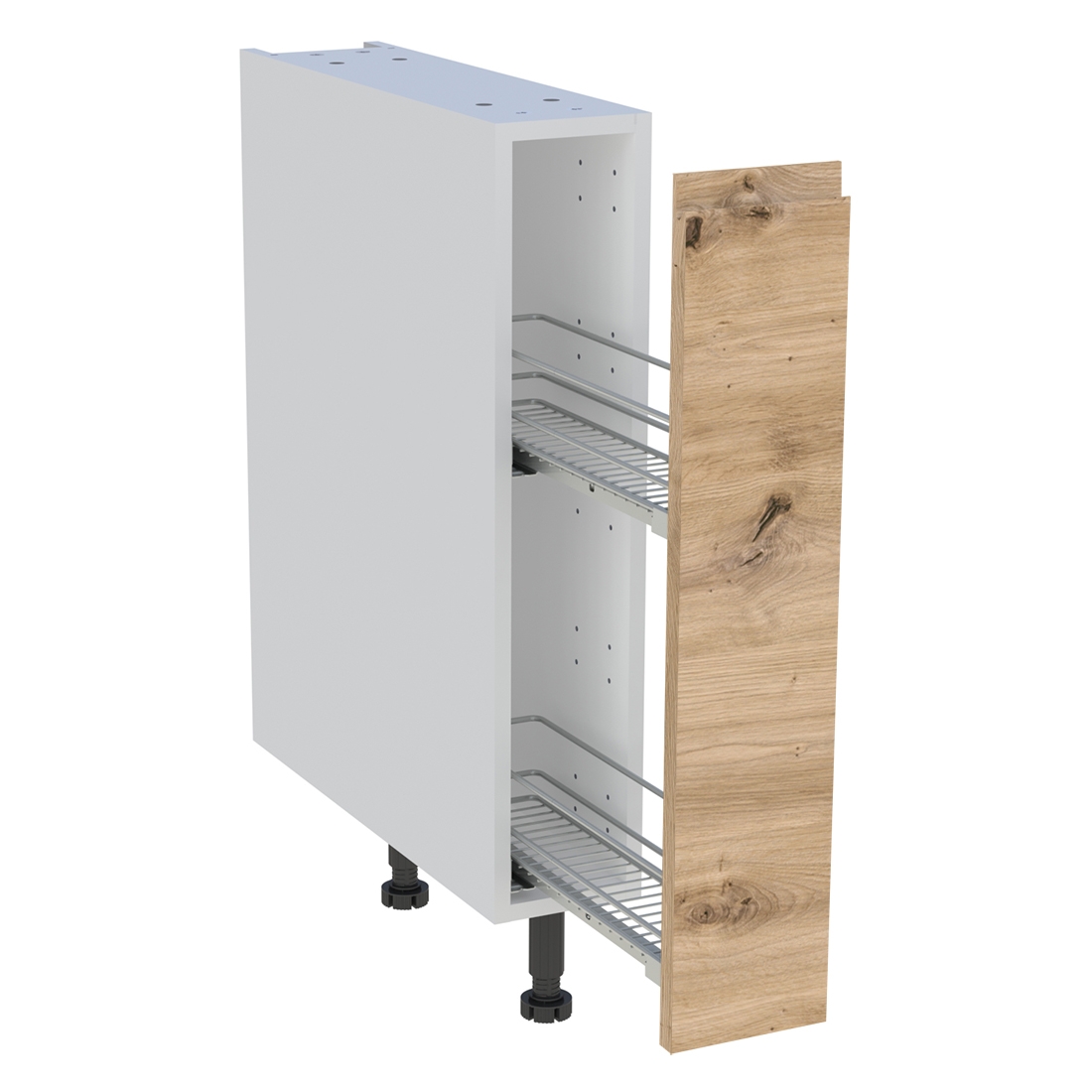 Meuble bas cuisine 1 coffre H. 87 cm x L. 15 cm - Chêne naturel sans poignée