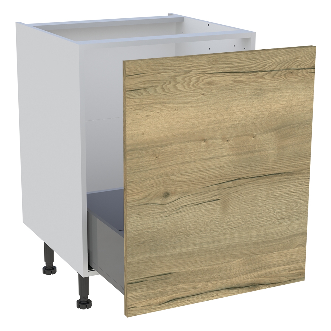 Meuble bas cuisine 1 coulissant H. 87 cm x L. 60 cm - Chêne structuré
