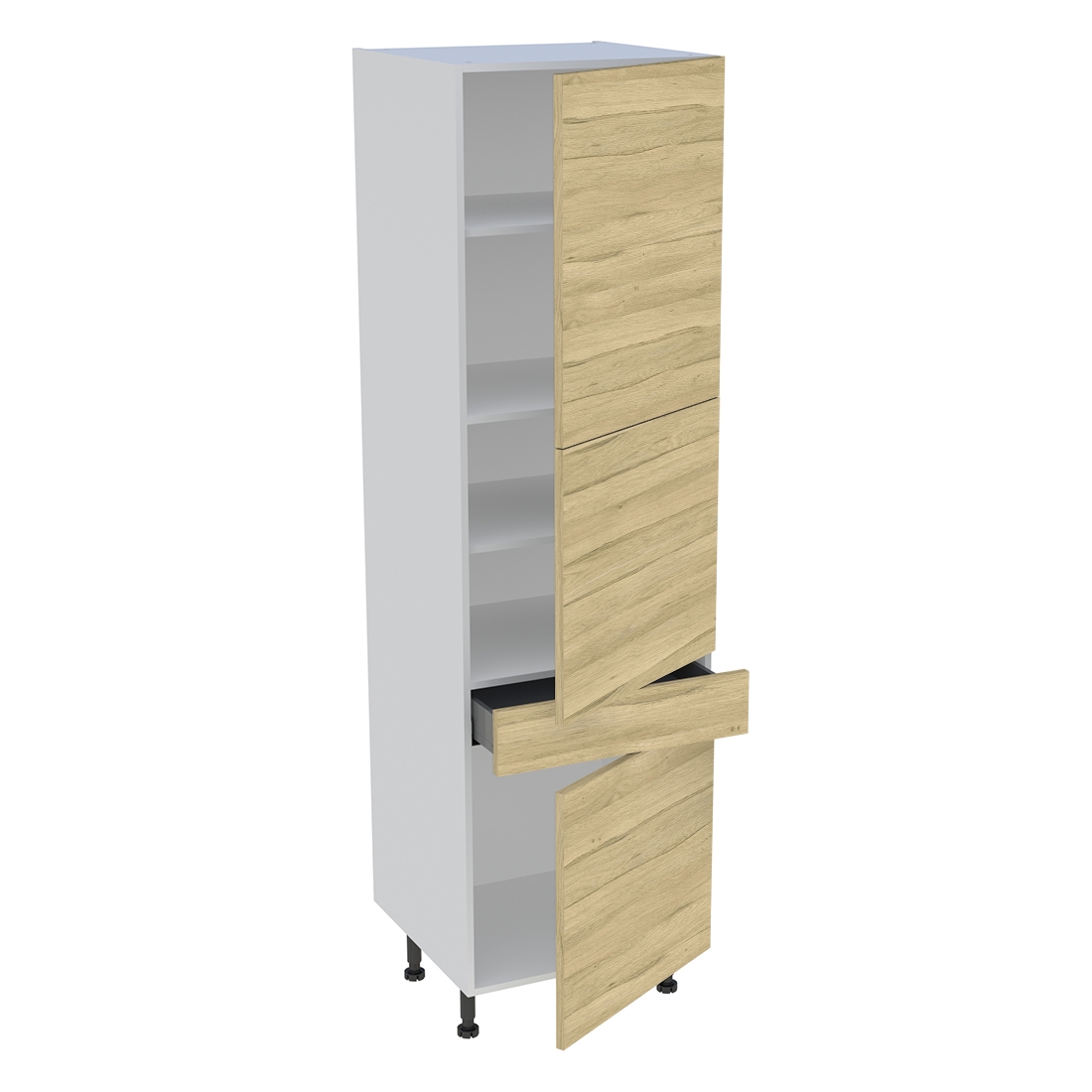 Colonne cuisine 3 portes, 1 tiroir H. 216,6 cm x L. 60 cm - Chêne clair