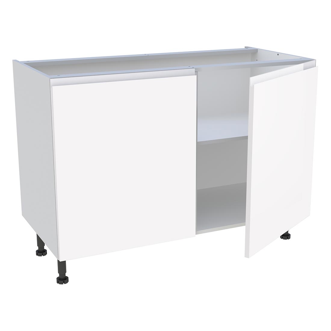 Meuble bas cuisine 2 portes H. 87 cm x L. 120 cm - Blanc brillant sans poignée