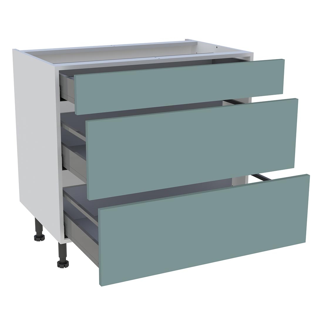 Meuble bas cuisine 1 tiroir, 2 casseroliers H. 87 cm x L. 90 cm - Vert opale mat