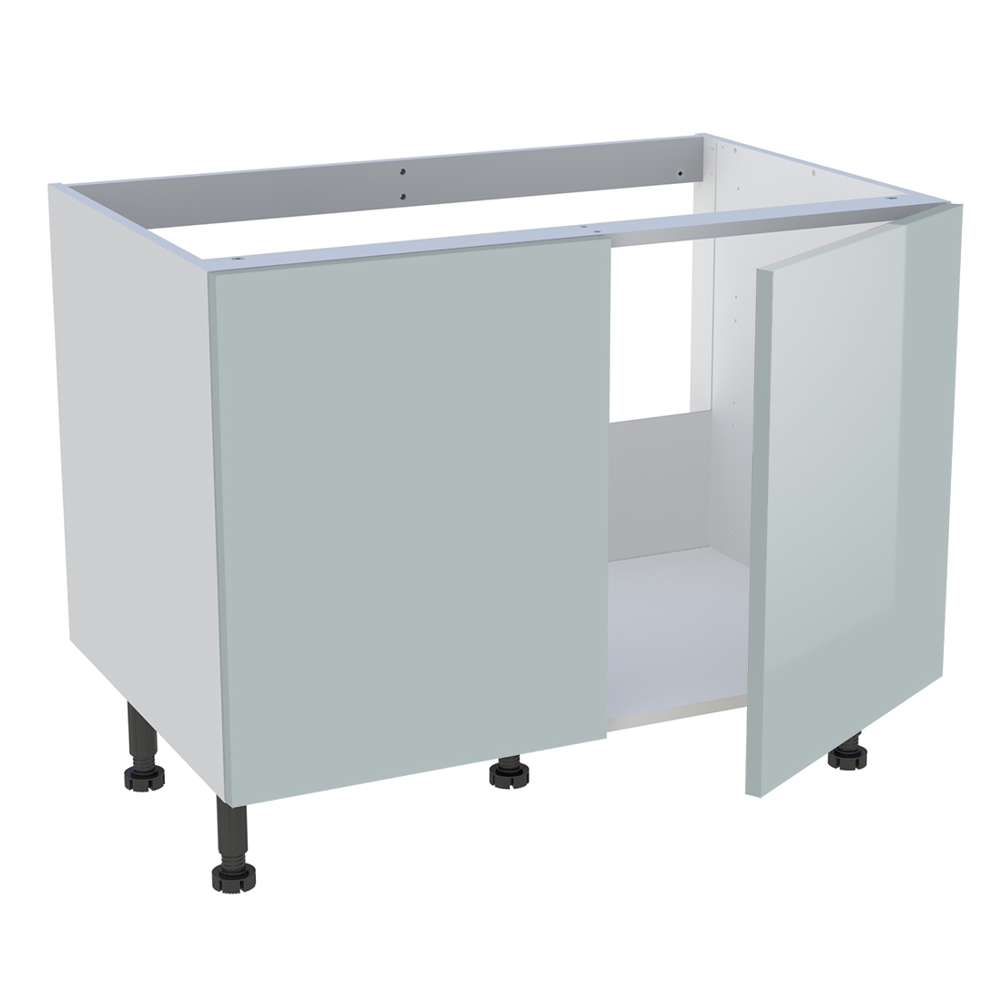 Meuble bas cuisine 2 portes pour évier timbre H. 72,6 cm x L. 90 cm  - Gris cendre brillant