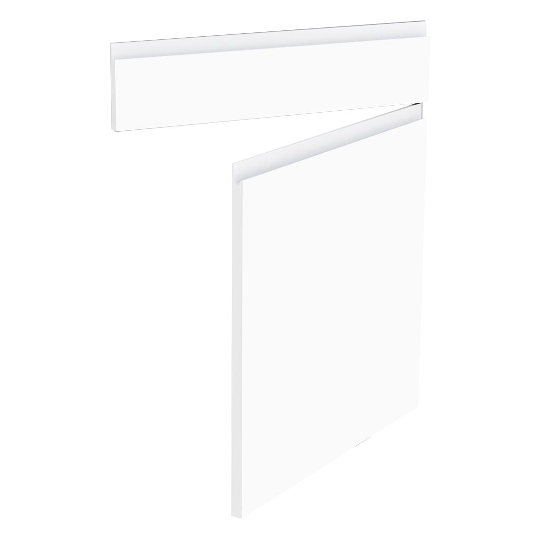 Kit façade meuble cuisine Blanc Mat Sans Poignée 1 porte, 1 faux tiroir H. 71,7 cm L. 59,7 cm