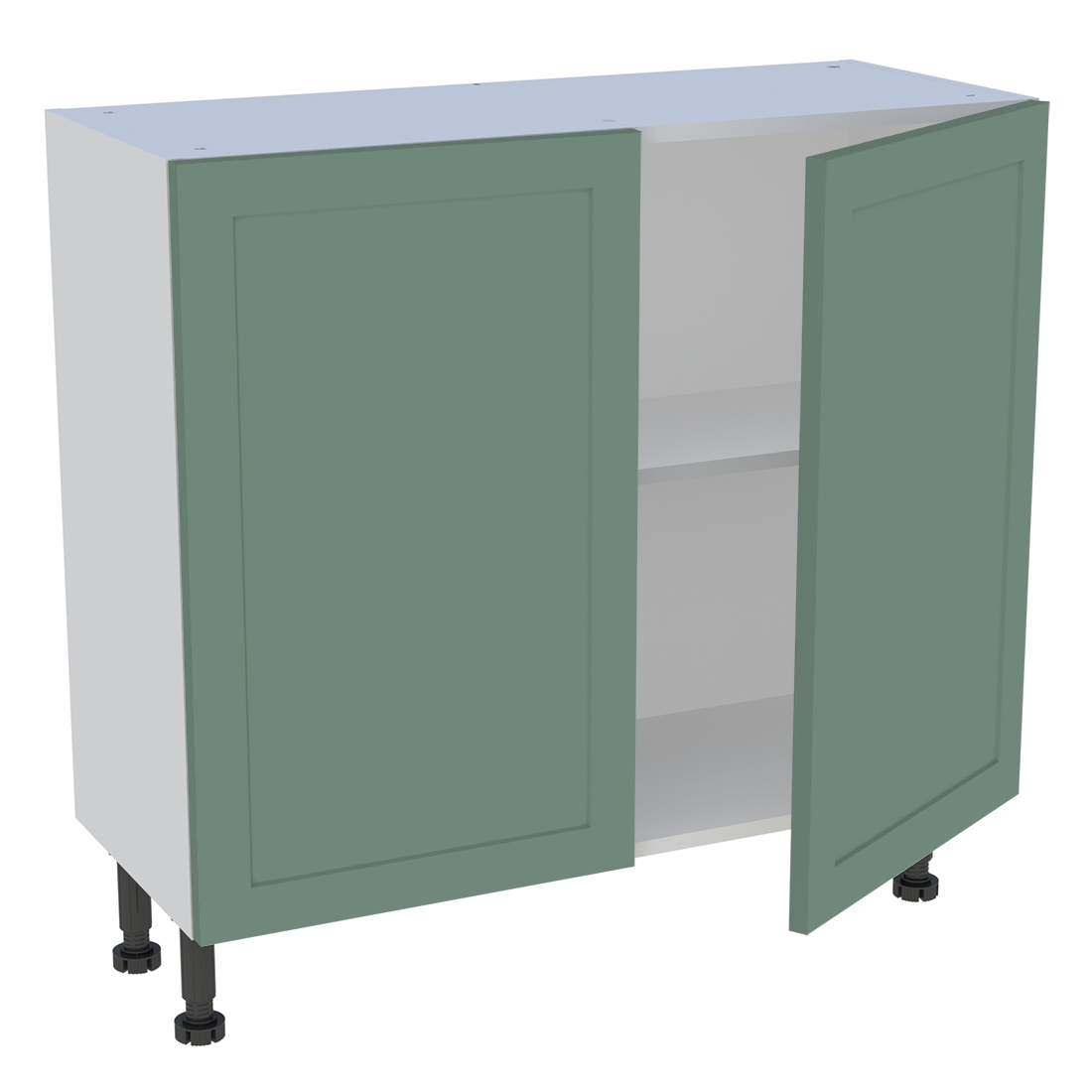 Meuble bas cuisine 2 portes H. 87 cm x L. 90 cm x P. 36,9 cm - Vert sauge cadre