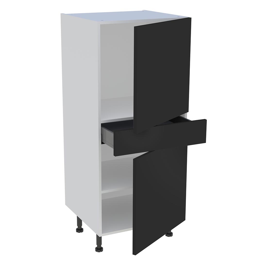 Demi colonne cuisine 1 tiroir, 2 portes H. 129,6 cm x L. 60 cm - Noir mat