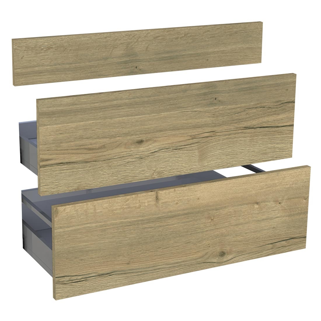 Kit façade meuble cuisine Chêne Structuré 1 faux tiroir, 2 casseroliers H. 71,7 cm L. 89,7 cm