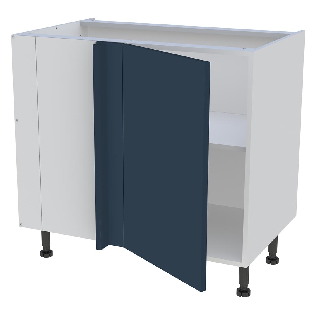 Meuble bas d'angle cuisine 1 porte H. 87 cm x L. 90 cm - Bleu nuit mat