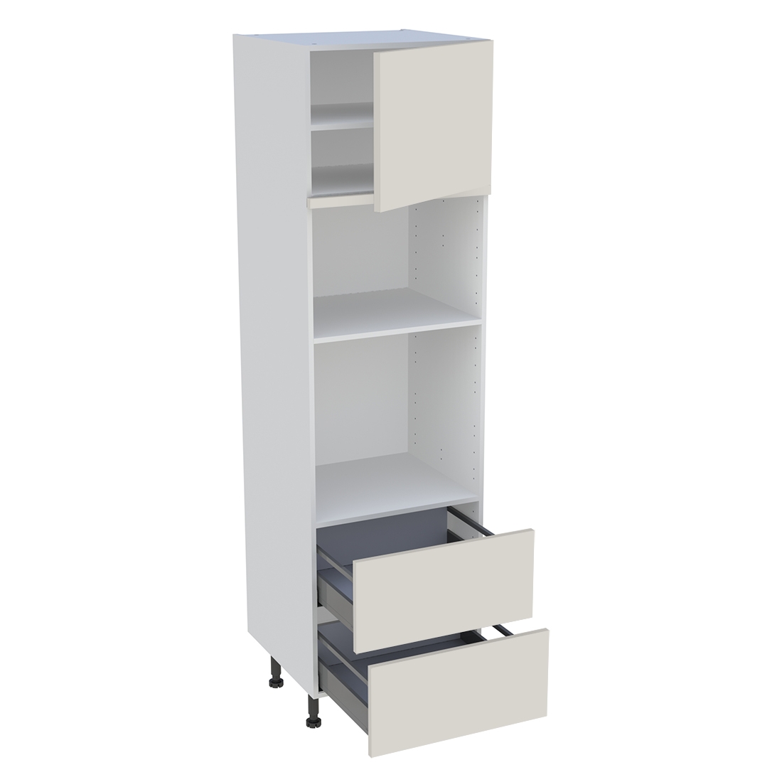 Colonne cuisine 1 porte, 2 casseroliers H. 216,6 cm x L. 60 cm - Lin mat