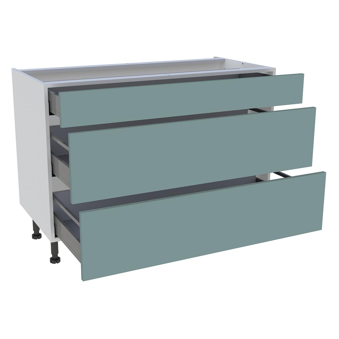 Meuble bas cuisine 1 tiroir, 2 casseroliers H. 87 cm x L. 120 cm - Vert opale mat