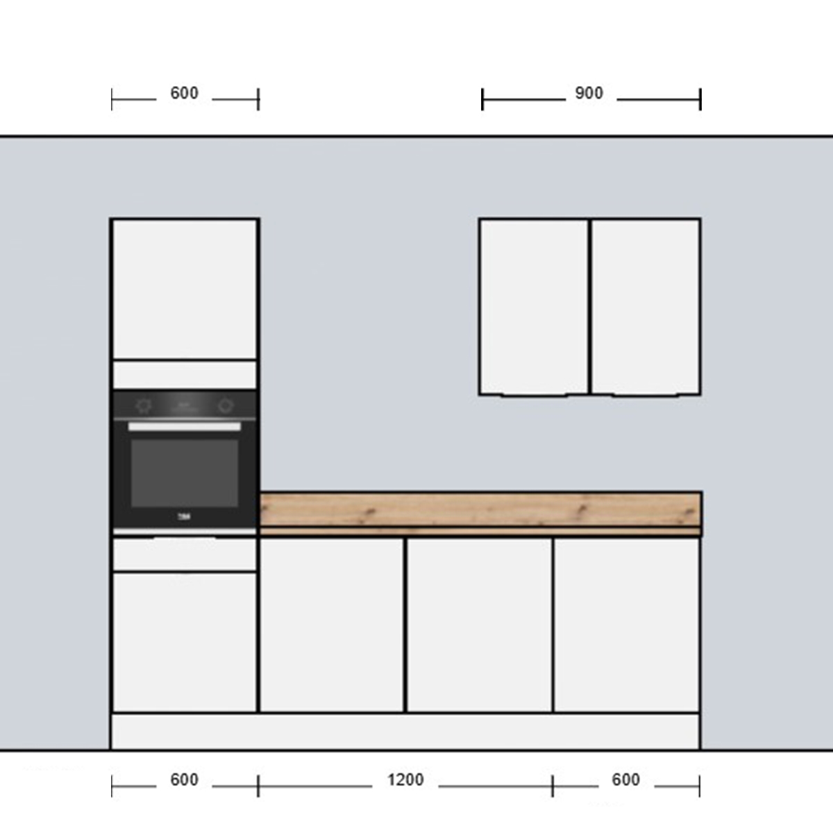 Cuisine complète Blanc mat 240 cm avec meuble colonne - Avec Plan de travail
