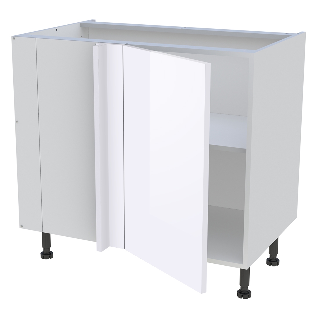 Meuble bas d'angle cuisine 1 porte H. 87 cm x L. 90 cm - Blanc brillant