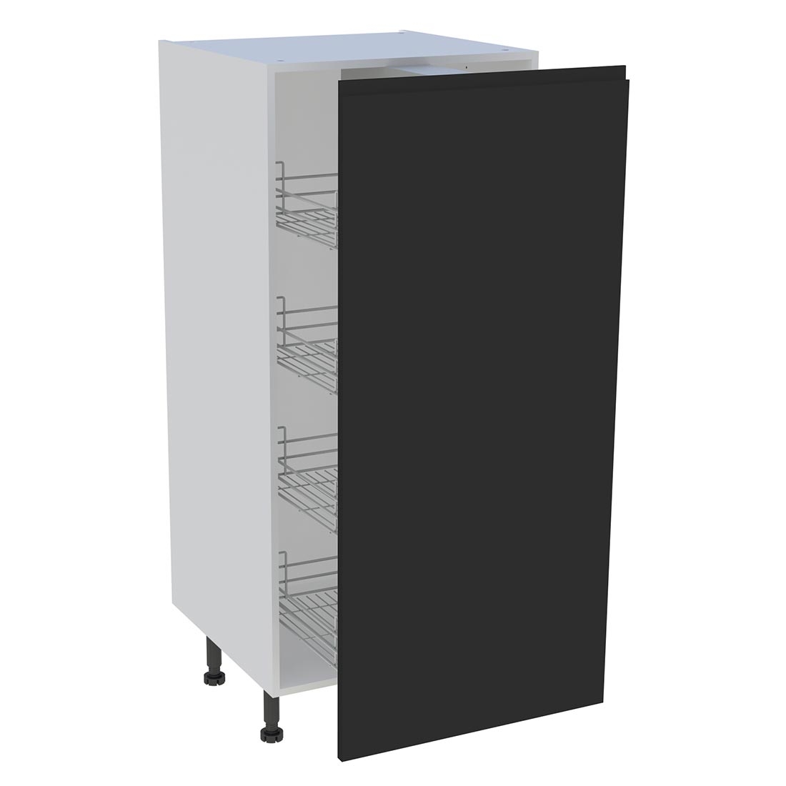 Demi colonne cuisine 1 porte H. 129,6 cm x L. 60 cm - Noir mat sans poignée
