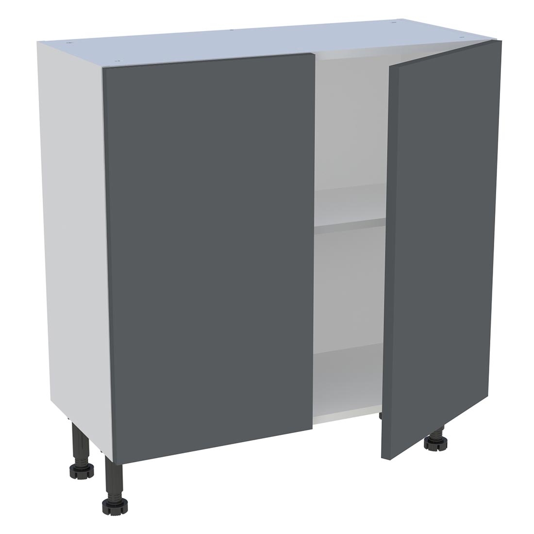 Meuble bas cuisine 2 portes H. 87 cm x L. 80 cm x P. 36,9 cm - Gris ardoise mat