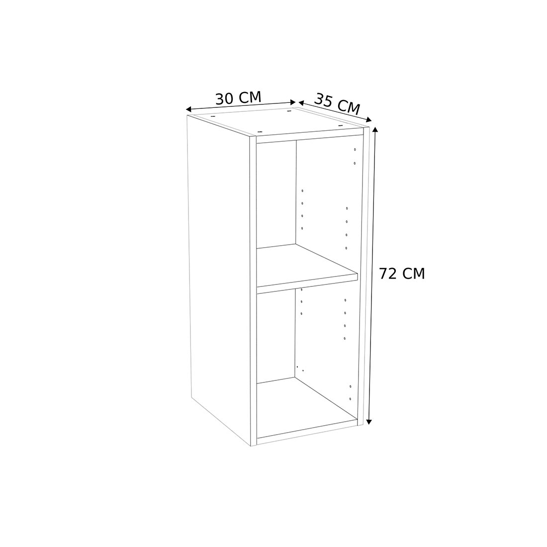 Caisson Meuble haut cuisine Blanc H. 72 cm x L. 30 cm x P. 35 cm
