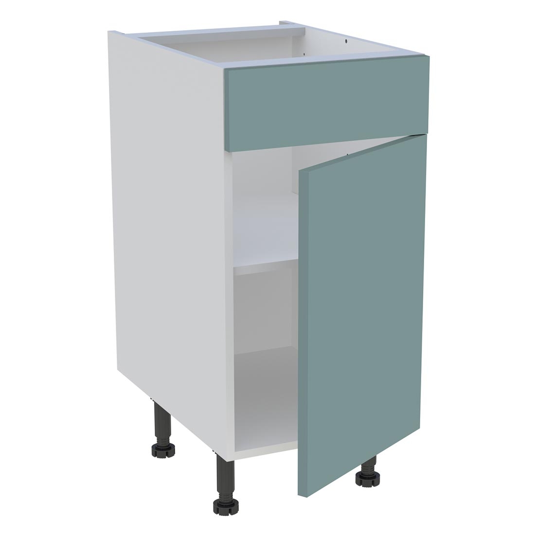 Meuble bas cuisine 1 porte, 1 faux tiroir H. 87 cm x L. 40 cm - Vert opale mat