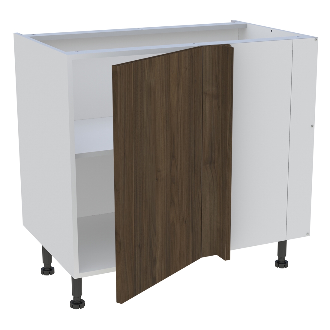 Meuble bas d'angle cuisine 1 porte H. 87 cm x L. 90 cm - Noyer foncé