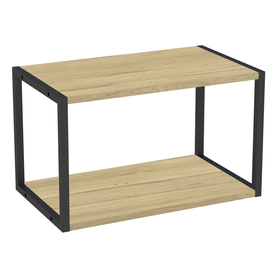 Etagère suspendue chêne clair cadre métal noir - L. 60 cm