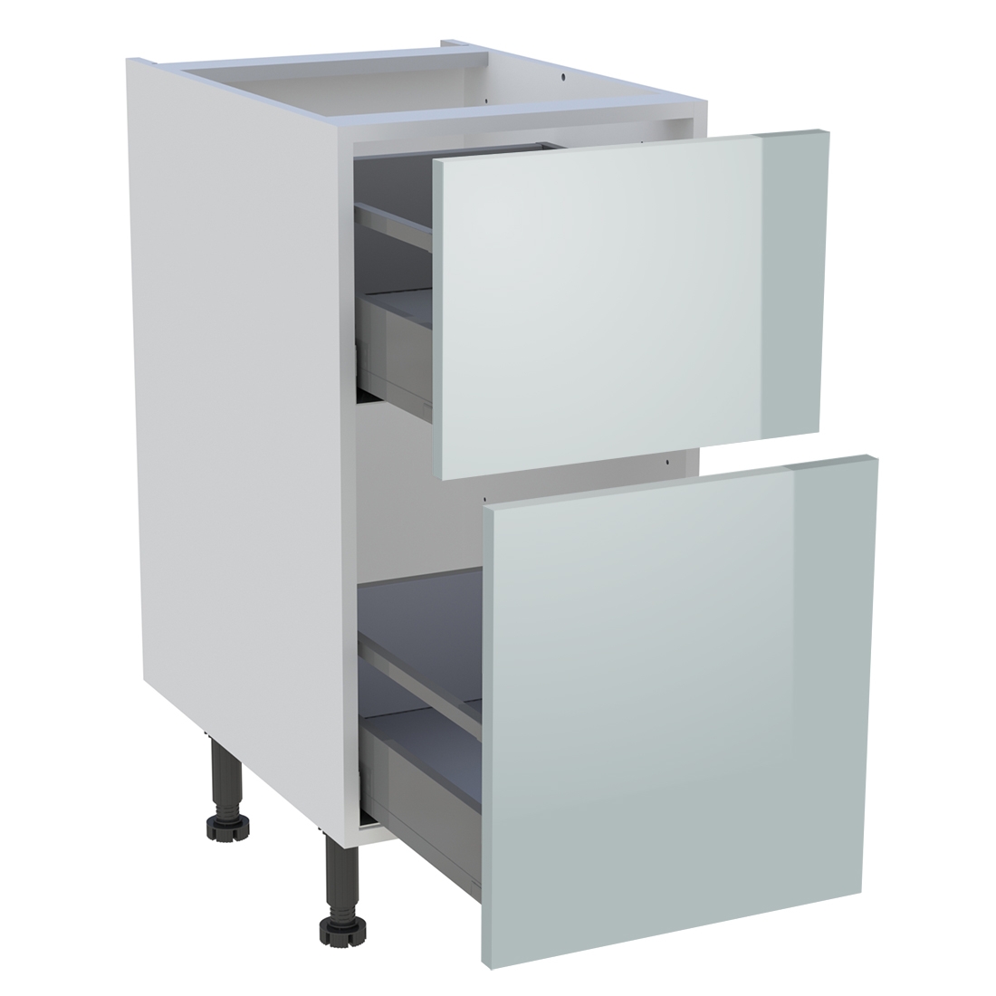 Meuble bas cuisine 2 casseroliers H. 87 cm x L. 40 cm - Gris cendre brillant