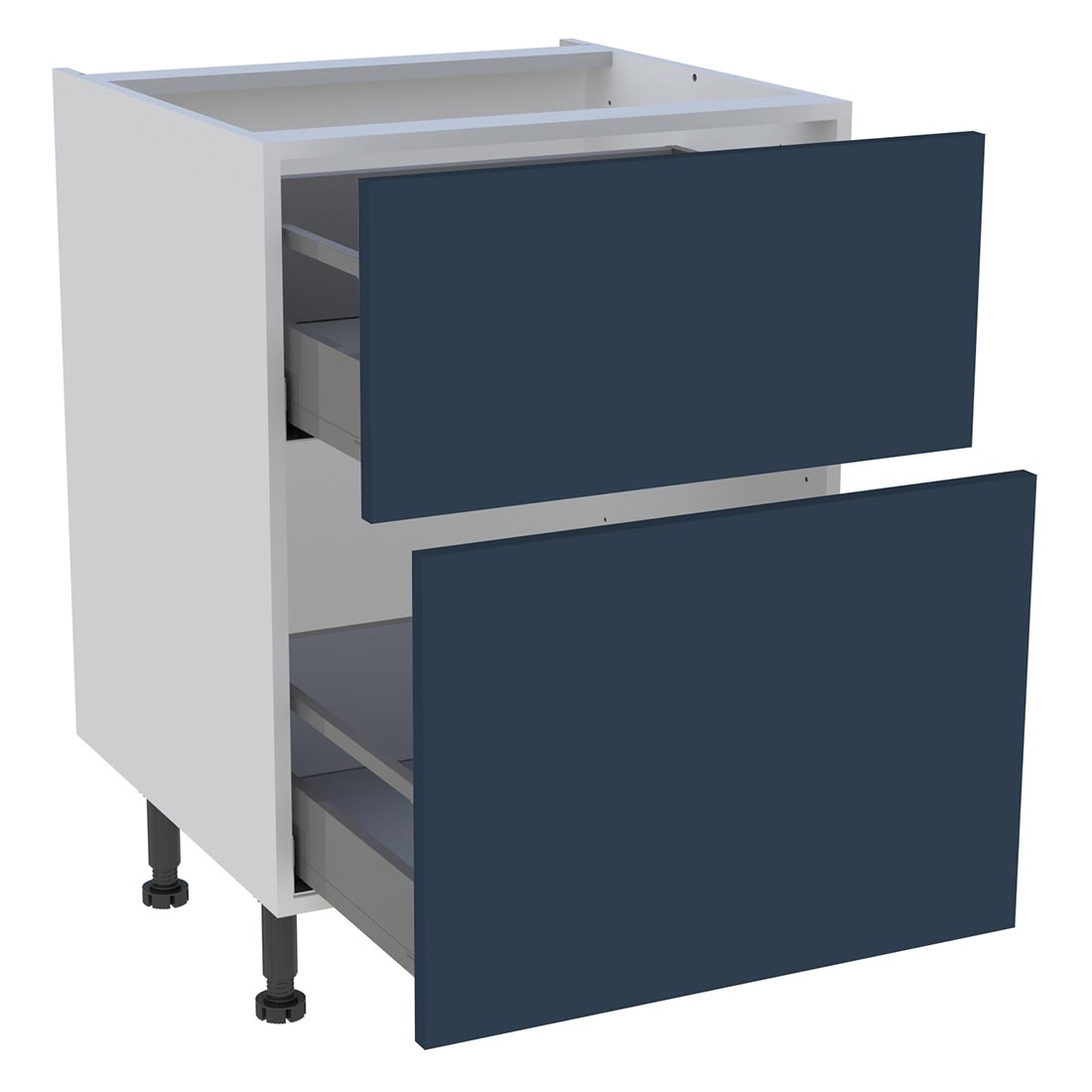 Meuble bas cuisine 2 casseroliers H. 87 cm x L. 60 cm - Bleu nuit mat
