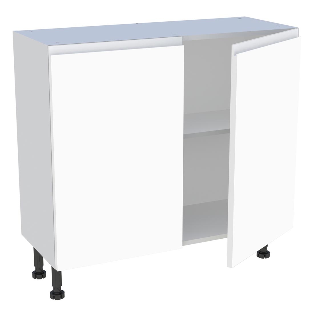 Meuble bas cuisine 2 portes H. 87 cm x L. 90 cm x P. 36,9 cm - Blanc mat sans poignée