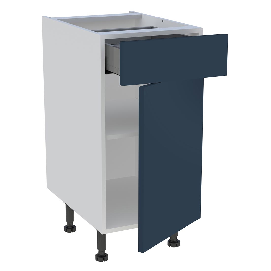 Meuble bas cuisine 1 porte, 1 tiroir H. 87 cm x L. 40 cm - Bleu nuit mat