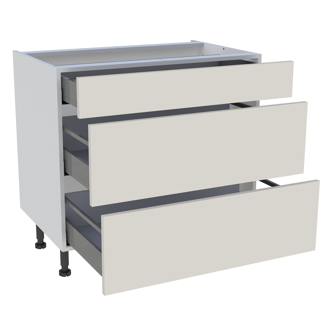 Meuble bas cuisine 1 tiroir, 2 casseroliers H. 87 cm x L. 90 cm - Lin mat