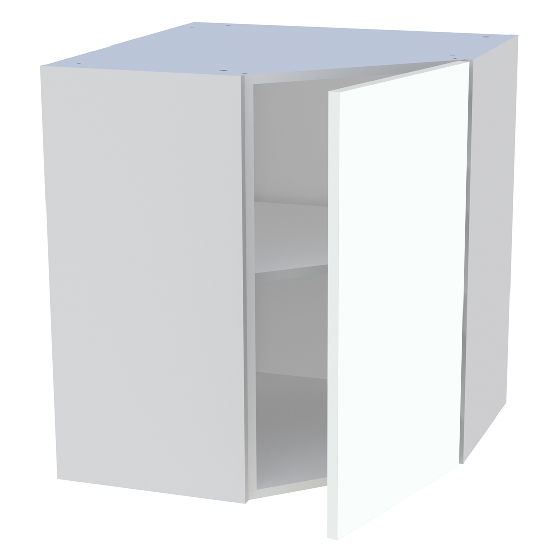 Meuble haut d'angle cuisine 1 porte H. 72 cm x L. 65 cm - Blanc chaud mat