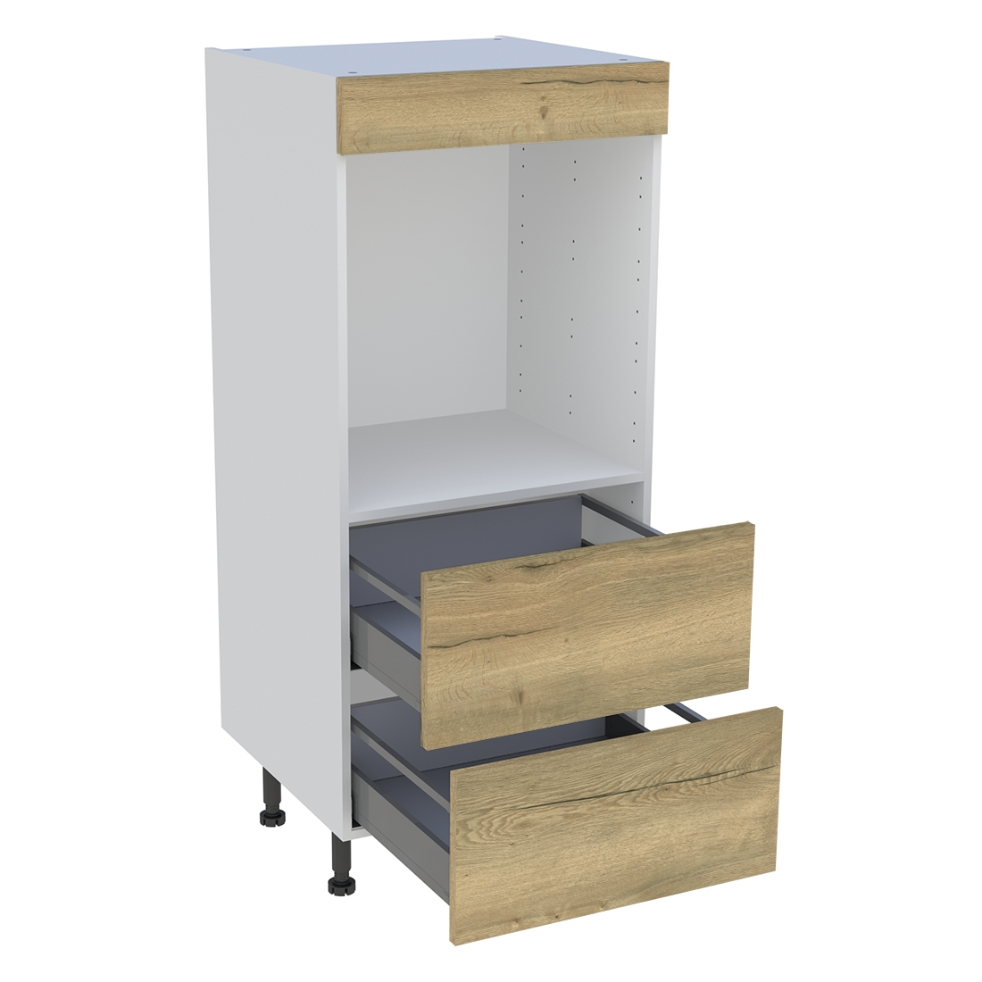 Demi colonne cuisine 2 casseroliers H. 129,6 cm x L. 60 cm - Chêne structuré