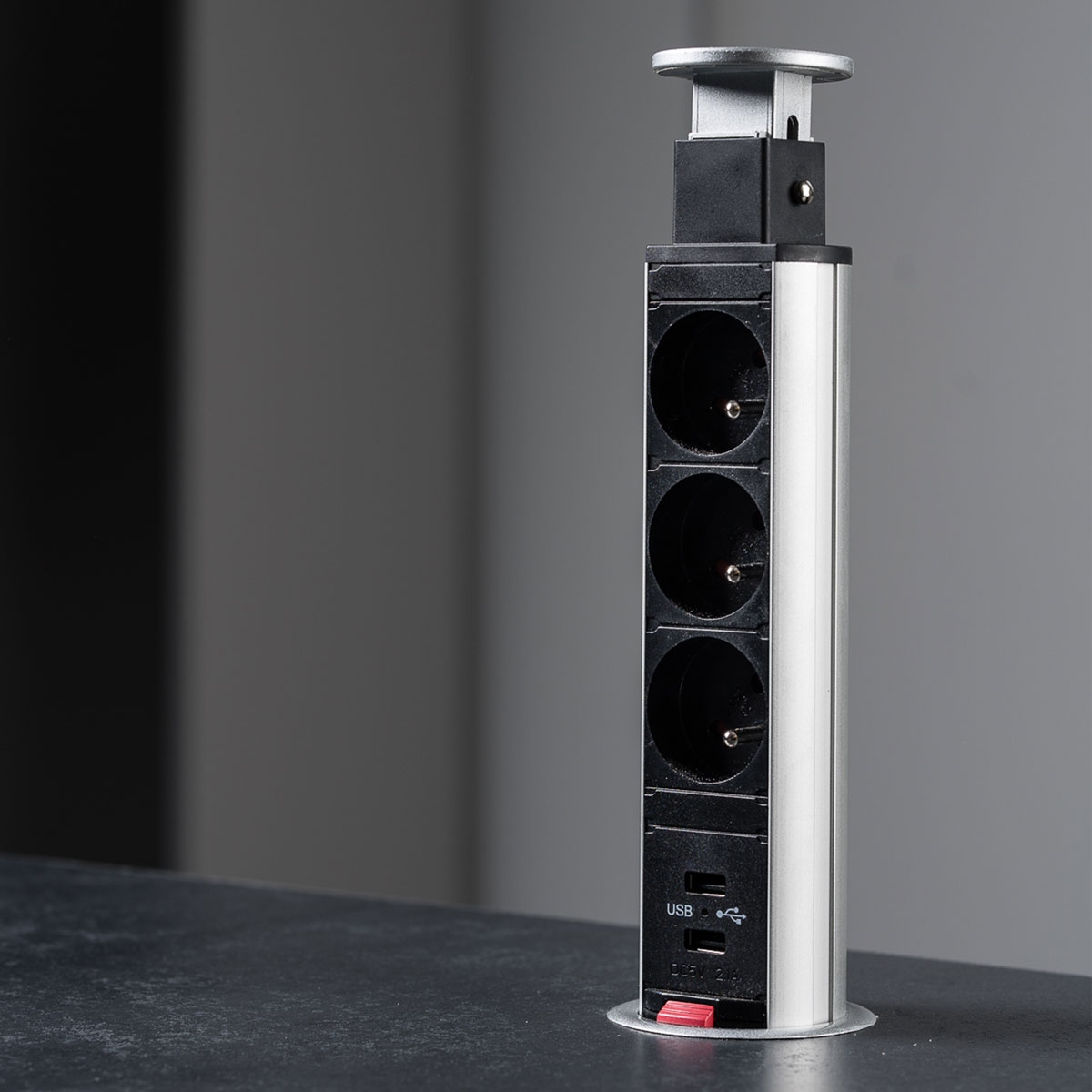 Bloc 3 prises électriques escamotable avec ports USB