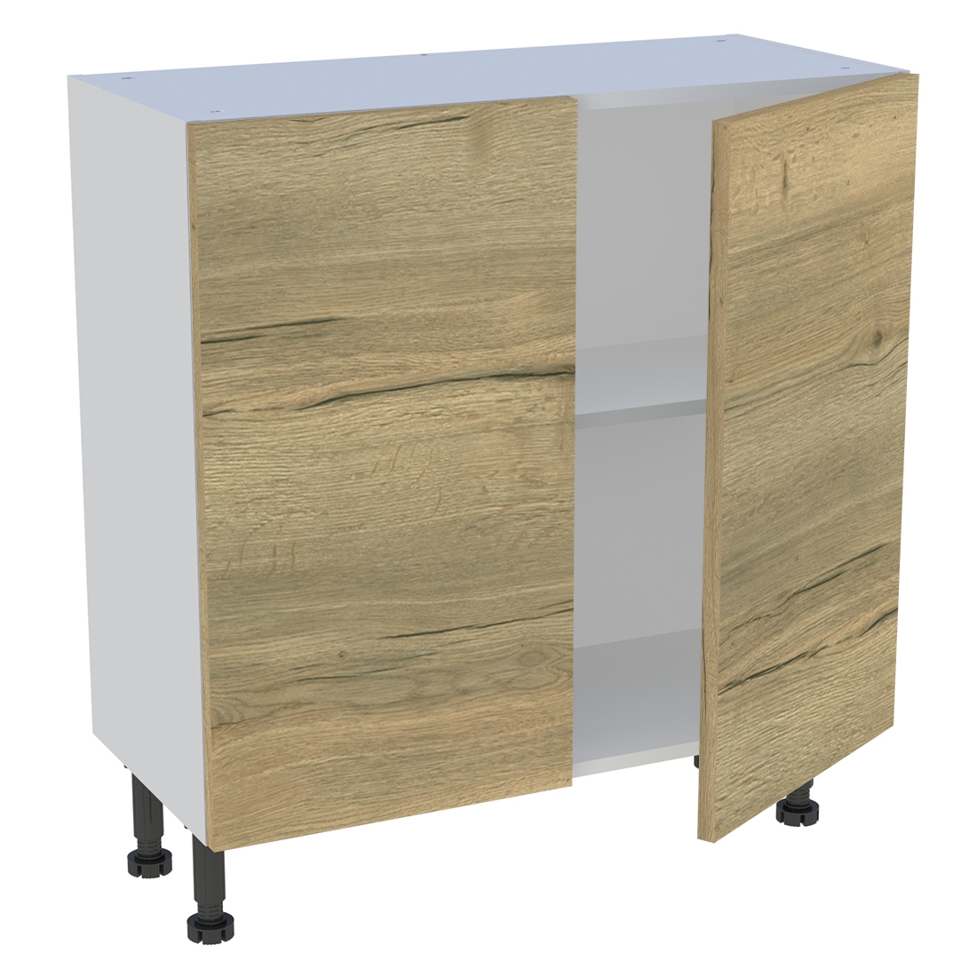 Meuble bas cuisine 2 portes H. 87 cm x L. 80 cm x P. 36,9 cm - Chêne structuré