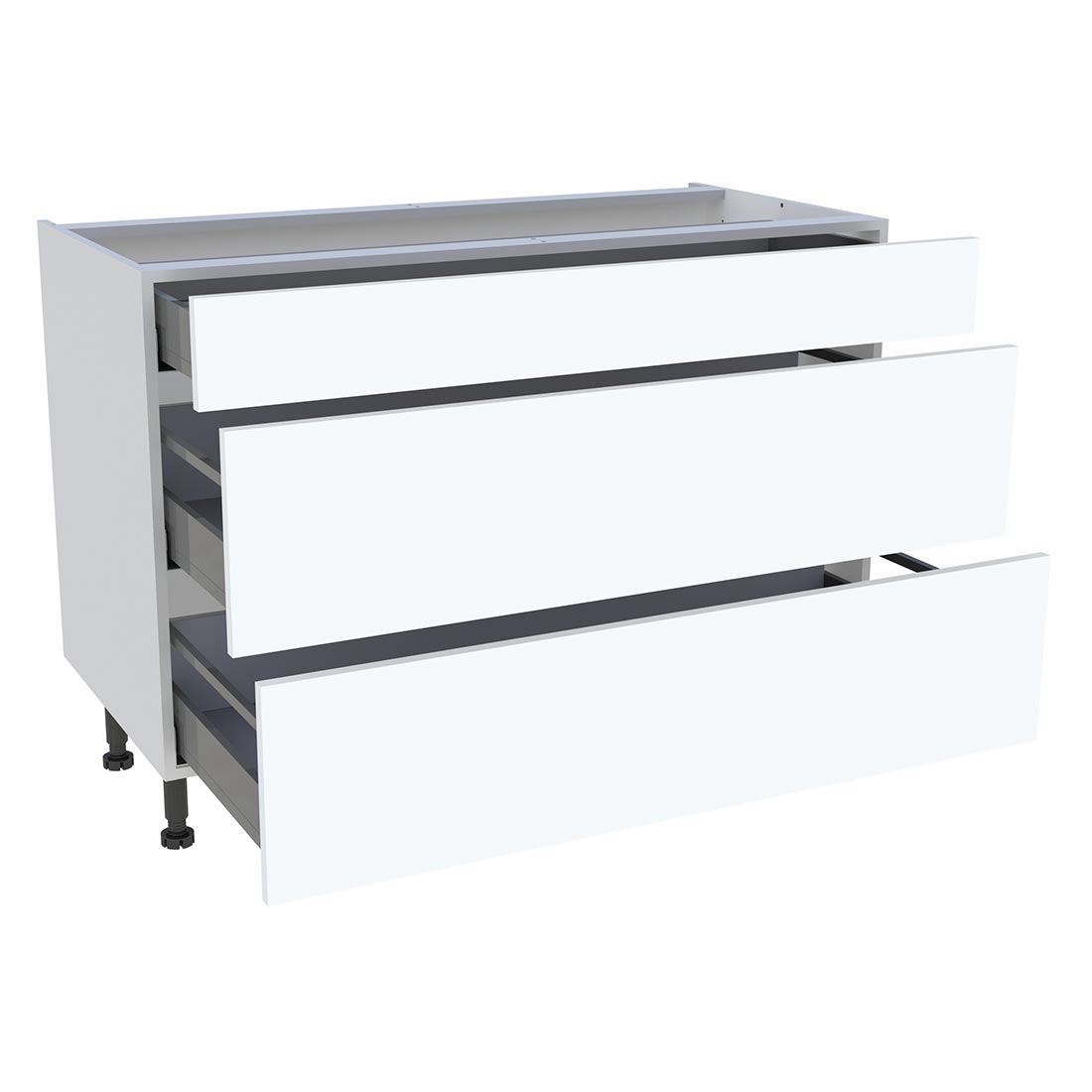 Meuble bas cuisine 1 tiroir, 2 casseroliers H. 87 cm x L. 120 cm - Blanc mat