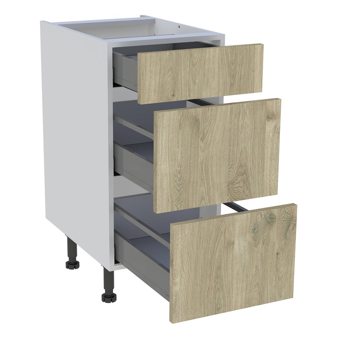 Meuble bas cuisine 1 tiroir, 2 casseroliers H. 87 cm x L. 40 cm - Chêne doré