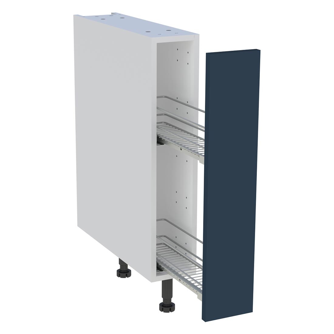 Meuble bas cuisine 1 coffre H. 87 cm x L. 15 cm - Bleu nuit mat