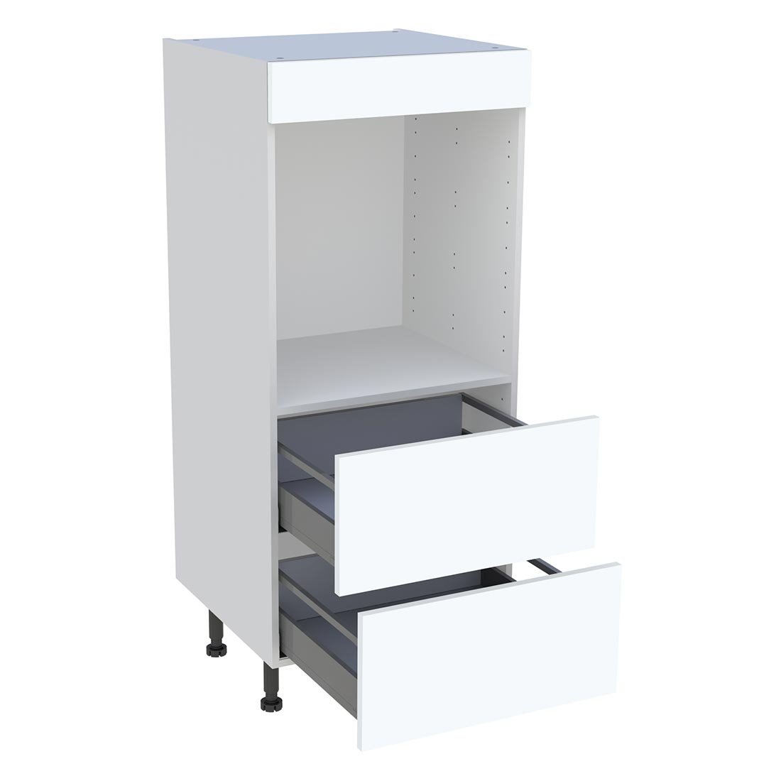 Demi colonne cuisine 2 casseroliers H. 129,6 cm x L. 60 cm - Blanc mat
