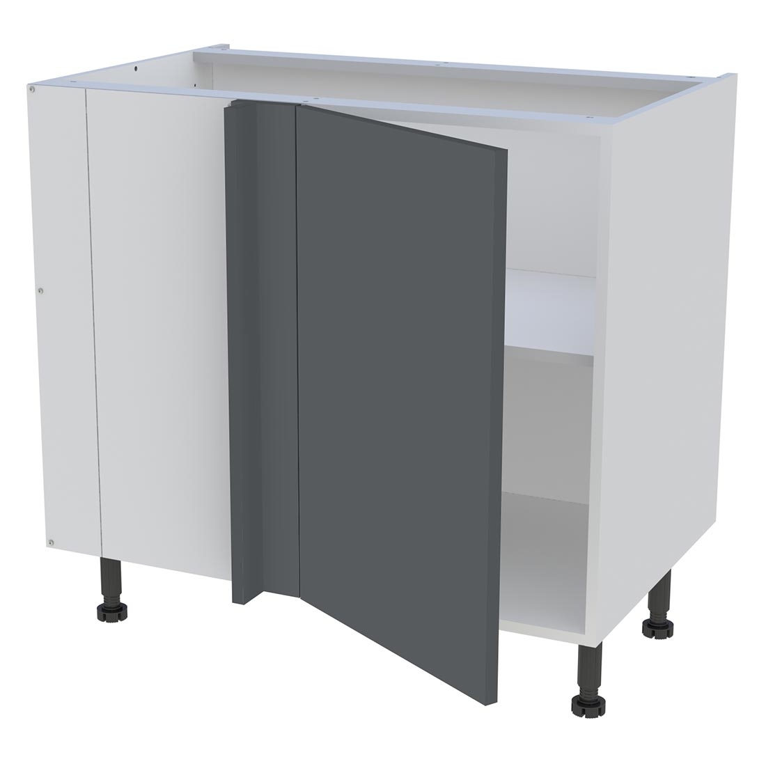 Meuble bas d'angle cuisine 1 porte H. 87 cm x L. 90 cm - Gris ardoise mat