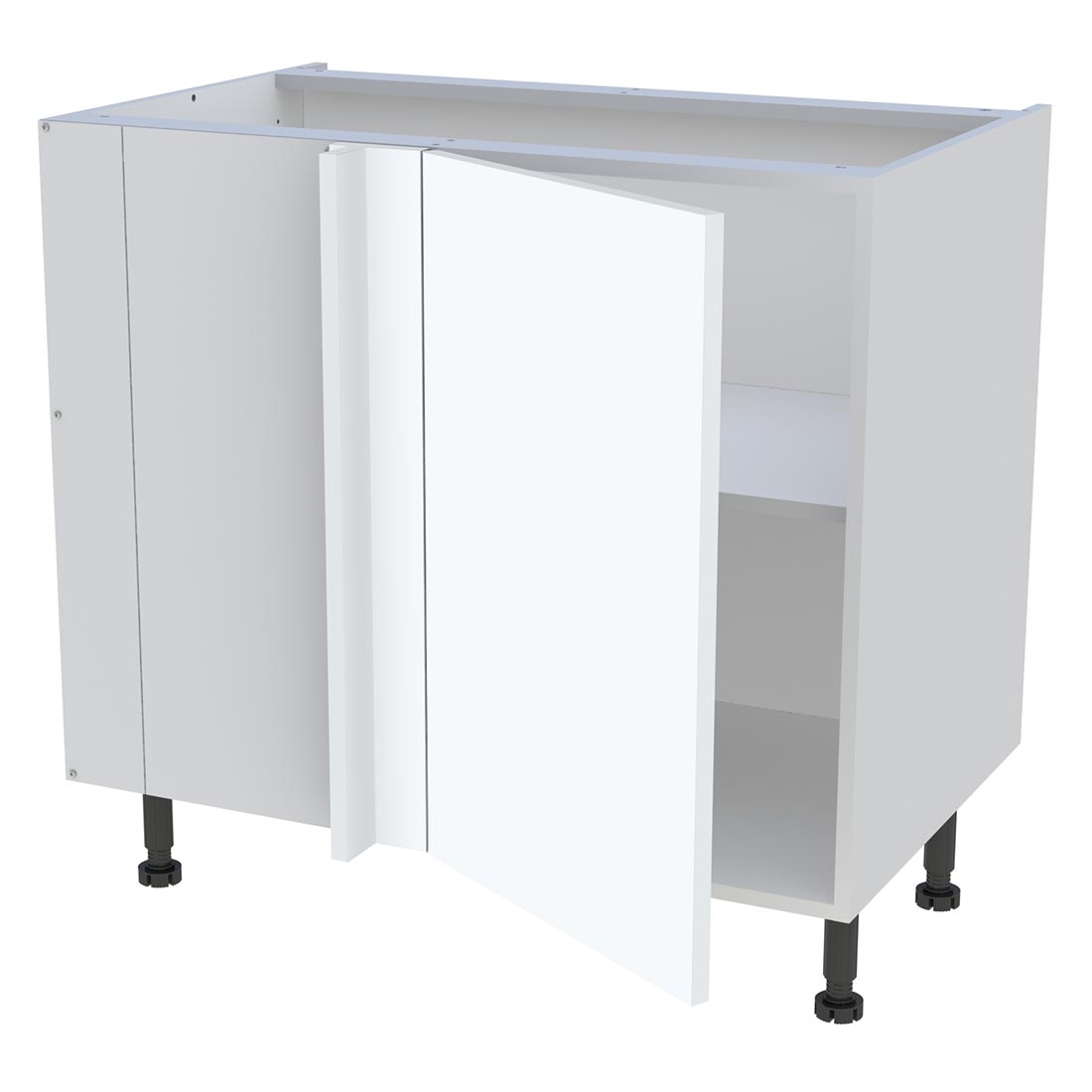 Meuble bas d'angle cuisine 1 porte H. 87 cm x L. 90 cm - Blanc mat